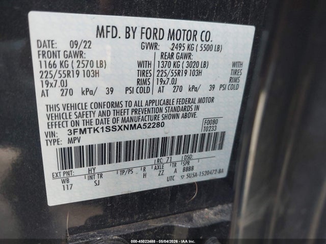 Ford Mustang Mach-e Select 2022 3FMTK1SSXNMA52280 Image 9