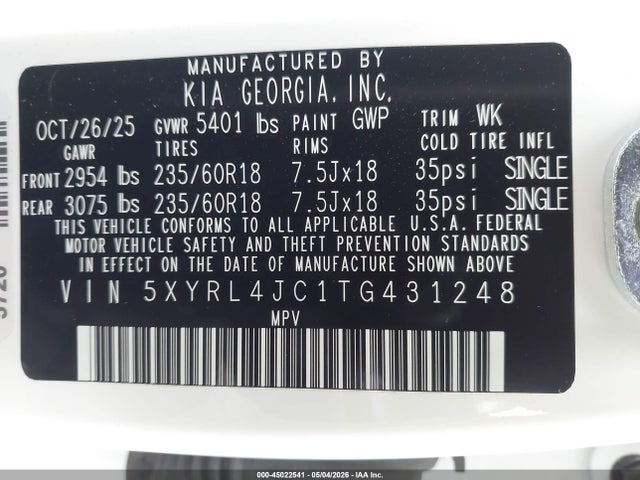 KIA SORENTO S 2026 5XYRL4JC1TG431248 Image 9