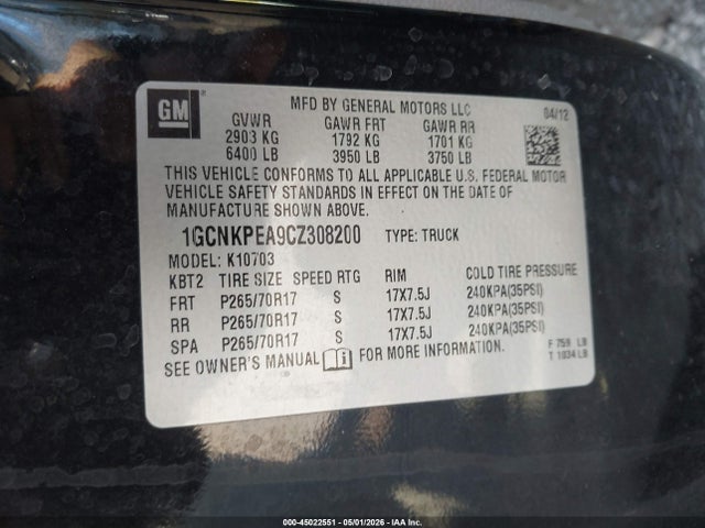Auction sale of the 2012 Chevrolet Silverado 1500 Work Truck, vin: 1GCNKPEA9CZ308200, lot number: 45022551