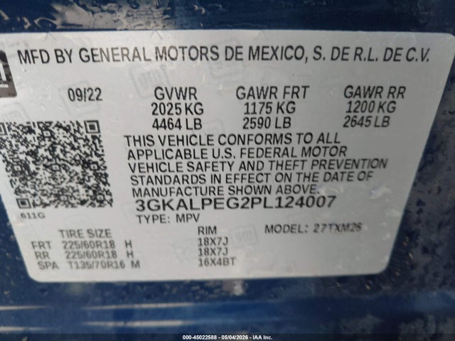 Продаж на аукціоні авто 2023 Gmc Terrain Fwd Slt, vin: 3GKALPEG2PL124007, номер лоту: 45022588