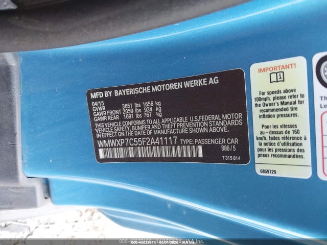 Продажа на аукционе авто 2015 Mini Hardtop Cooper S, vin: WMWXP7C55F2A41117, номер лота: 45022618