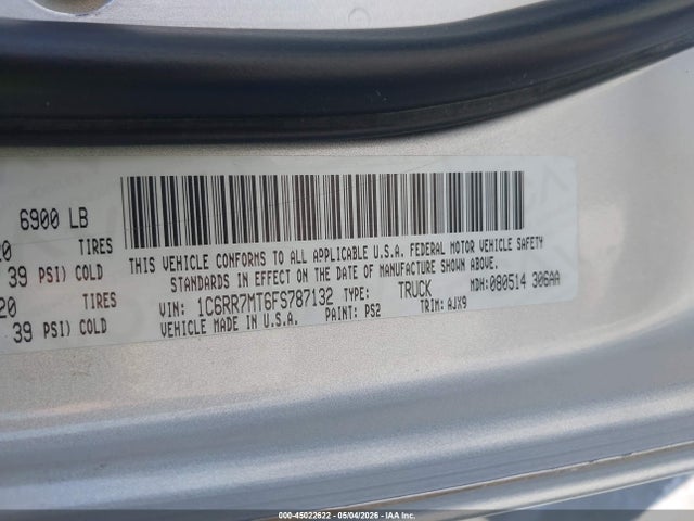 RAM 1500 Sport 2015 1C6RR7MT6FS787132 Image 9