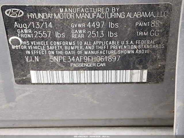 Aukcja sprzedaży 2015 Hyundai Sonata Sport, vin: 5NPE34AF9FH061897, numer aukcji: 45022625