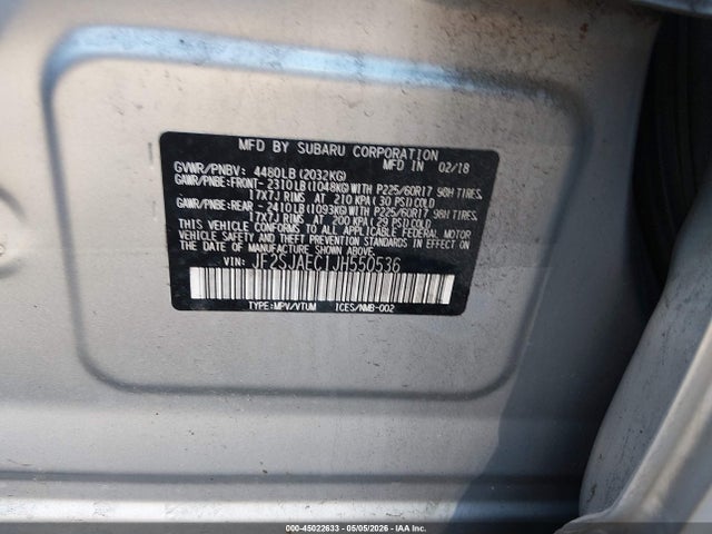 Aukcja sprzedaży 2018 Subaru Forester 2.5i Premium, vin: JF2SJAEC1JH550536, numer aukcji: 45022633