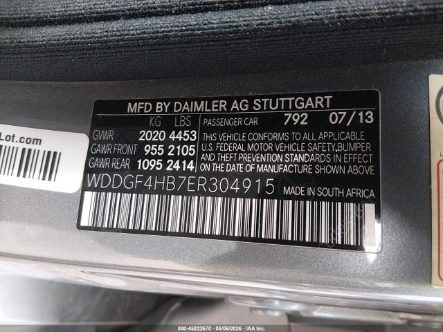 45022670 :رقم المزاد ، WDDGF4HB7ER304915 vin ، 2014 Mercedes-benz C 250 Sport مزاد بيع