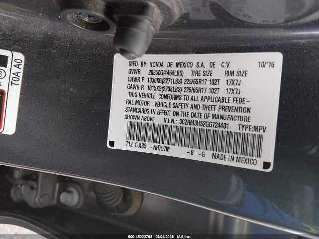 3CZRM3H52GG724401 Honda CR-V EX