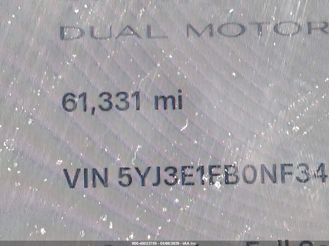 45022788 :رقم المزاد ، 5YJ3E1EB0NF344709 vin ، 2022 Tesla Model 3 Long Range Dual Motor All-wheel Drive مزاد بيع