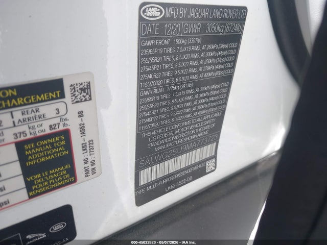 SALWG2SU9MA773723 Land Rover Range Rover Sport Se Mhev
