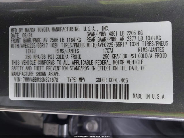 Aukcja sprzedaży 2025 Mazda Cx-50 2.5 S Preferred Package, vin: 7MMVABBM3SN321678, numer aukcji: 45022906