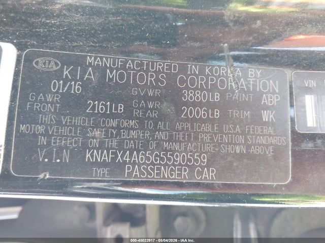 Aukcja sprzedaży 2016 Kia Forte Lx, vin: KNAFX4A65G5590559, numer aukcji: 45022917