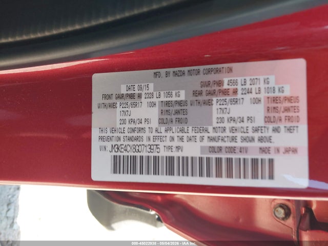 Продажа на аукционе авто 2016 Mazda Cx-5 Touring, vin: JM3KE4CY8G0713975, номер лота: 45022938