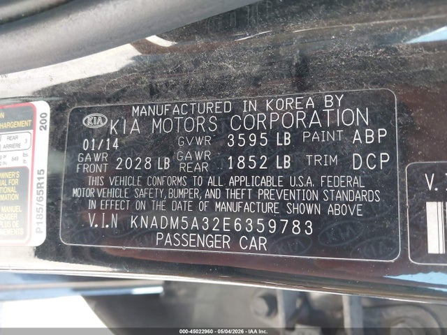 KNADM5A32E6359783 KIA RIO LX