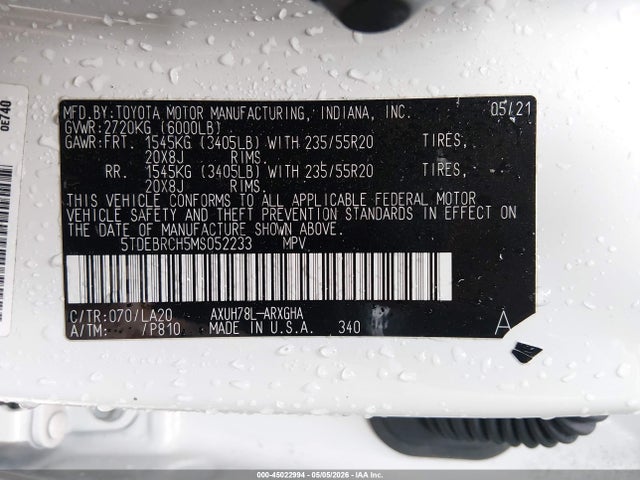 Toyota Highlander Hybrid Platinum 2021 5TDEBRCH5MS052233 Image 9