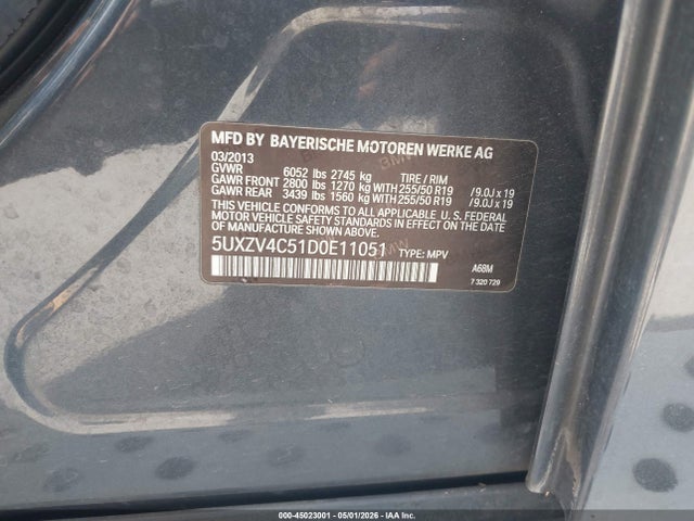 2013 Bmw X5 Xdrive35i/xdrive35i Premium/xdrive35i Sport Activity მანქანა იყიდება აუქციონზე, vin: 5UXZV4C51D0E11051, აუქციონის ნომერი: 45023001