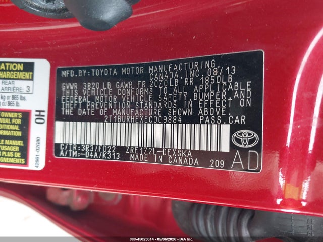 Toyota Corolla S Plus 2014 2T1BURHEXEC009884 Image 9