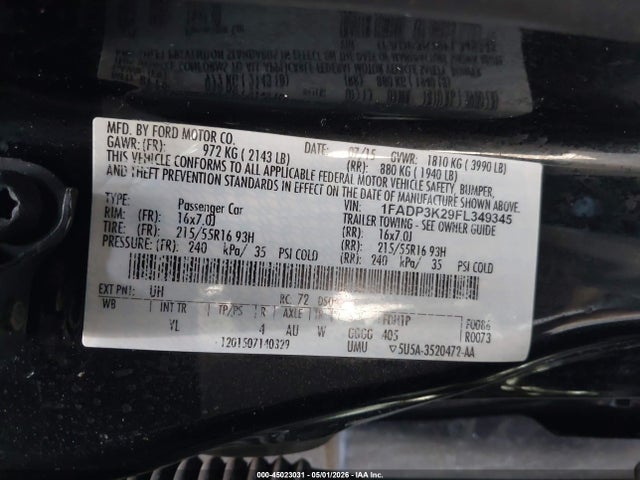 Aukcja sprzedaży 2015 Ford Focus Se, vin: 1FADP3K29FL349345, numer aukcji: 45023031