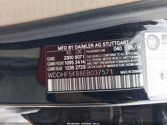 45023050 :رقم المزاد ، WDDHF5KB8EB037571 vin ، 2014 Mercedes-benz E 350 مزاد بيع