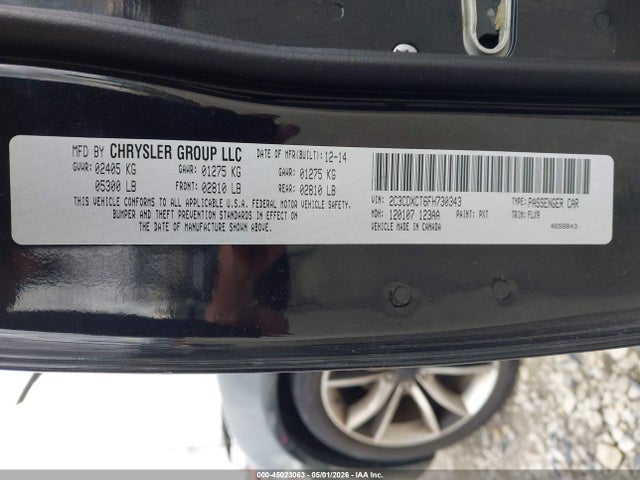2015 Dodge Charger Road/track მანქანა იყიდება აუქციონზე, vin: 2C3CDXCT6FH730343, აუქციონის ნომერი: 45023063