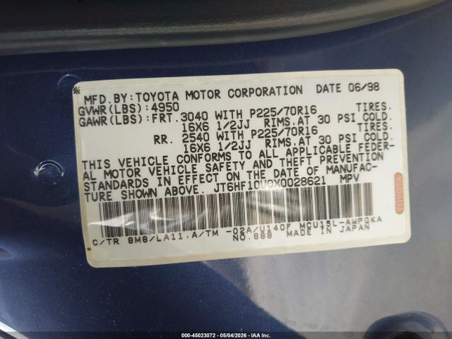 Aukcja sprzedaży 1999 Lexus Rx 300, vin: JT6HF10U0X0028621, numer aukcji: 45023072