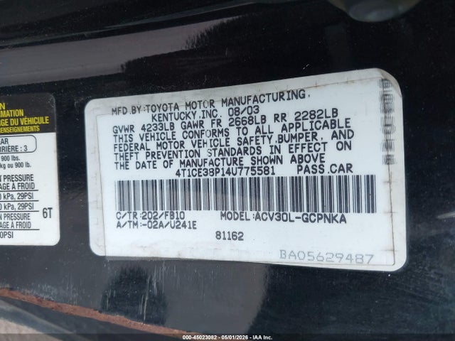 Продажа на аукционе авто 2004 Toyota Camry Solara Se, vin: 4T1CE38P14U775581, номер лота: 45023082