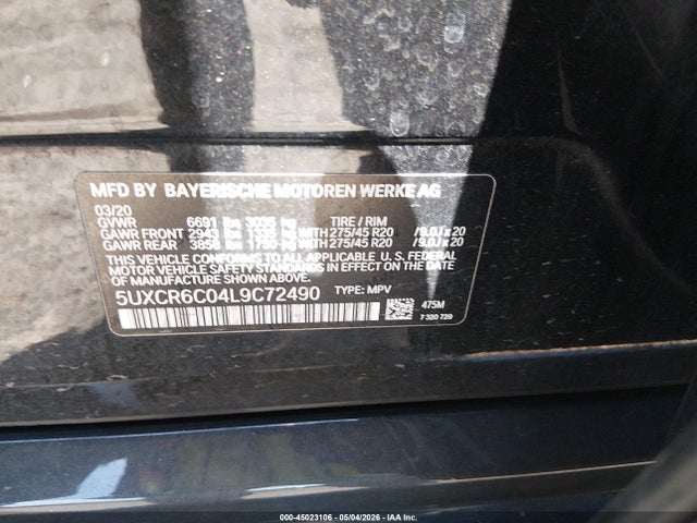 Aukcja sprzedaży 2020 Bmw X5 Xdrive40i, vin: 5UXCR6C04L9C72490, numer aukcji: 45023106