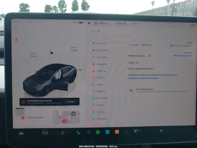 Aukcja sprzedaży 2023 Tesla Model 3 Rear-wheel Drive, vin: 5YJ3E1EA0PF513217, numer aukcji: 45023149