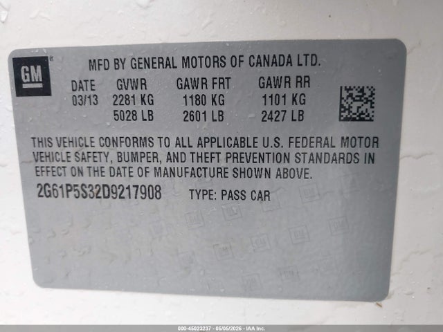 Aukcja sprzedaży 2013 Cadillac Xts Luxury, vin: 2G61P5S32D9217908, numer aukcji: 45023237