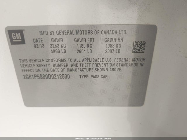 Aukcja sprzedaży 2013 Cadillac Xts Luxury, vin: 2G61P5S39D9212530, numer aukcji: 45023238