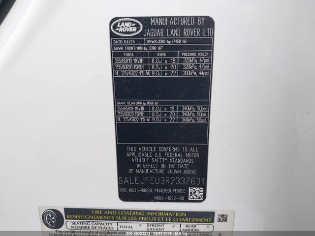 SALEJFEU3R2337631 Land Rover Defender 130 P400 S