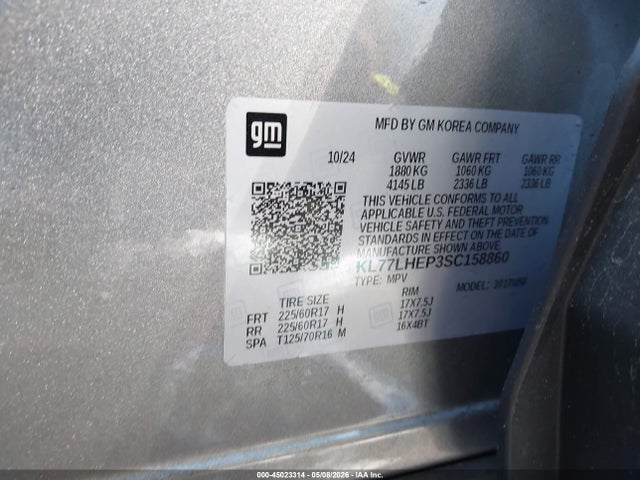 Aukcja sprzedaży 2025 Chevrolet Trax Fwd Lt, vin: KL77LHEP3SC158860, numer aukcji: 45023314