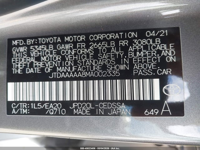 Toyota Mirai Xle 2021 JTDAAAAA8MA002335 Image 9