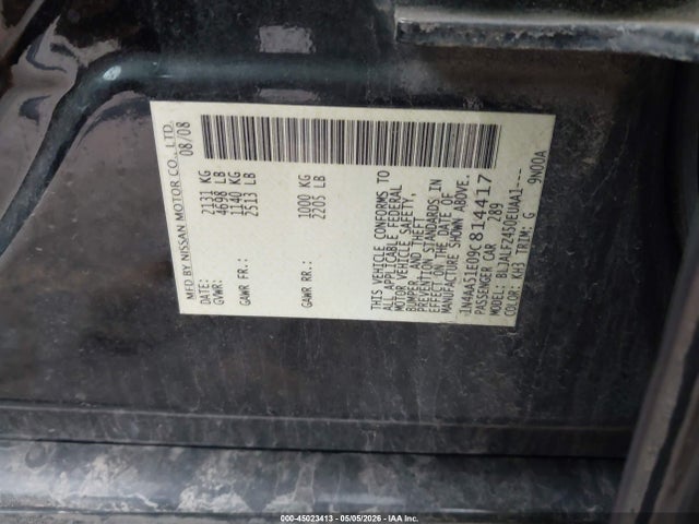45023413 :رقم المزاد ، 1N4AA51E09C814417 vin ، 2009 Nissan Maxima 3.5 Sv مزاد بيع