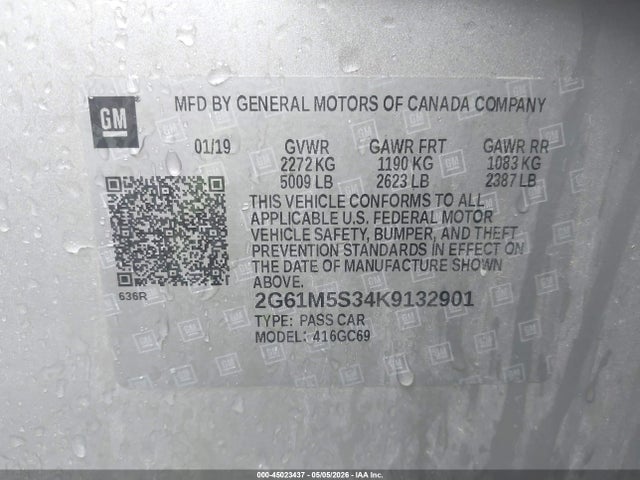 2019 Cadillac Xts Luxury მანქანა იყიდება აუქციონზე, vin: 2G61M5S34K9132901, აუქციონის ნომერი: 45023437