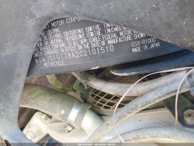 Aukcja sprzedaży 2012 Suzuki Gsx-r1000, vin: JS1GT78A2C2101510, numer aukcji: 45023443