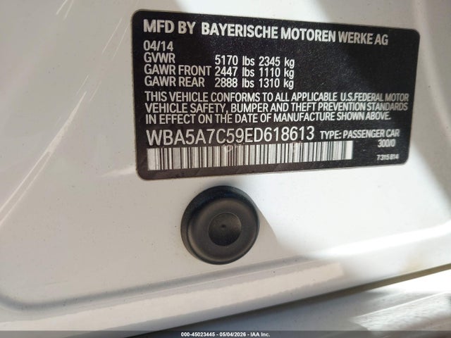 Продажа на аукционе авто 2014 Bmw 528i Xdrive, vin: WBA5A7C59ED618613, номер лота: 45023445