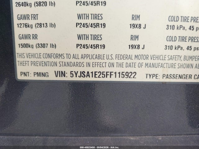 Aukcja sprzedaży 2015 Tesla Model S 70d/85d/p85d, vin: 5YJSA1E25FF115922, numer aukcji: 45023450