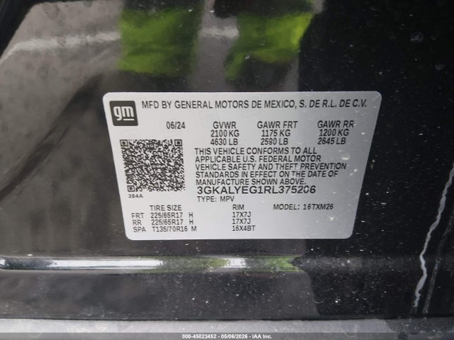 Auction sale of the 2024 Gmc Terrain Awd At4, vin: 3GKALYEG1RL375206, lot number: 45023452