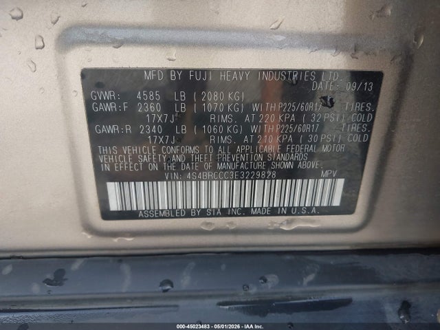 Aukcja sprzedaży 2014 Subaru Outback 2.5i Premium, vin: 4S4BRCCC3E3229828, numer aukcji: 45023483