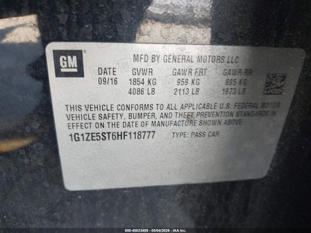 Aukcja sprzedaży 2017 Chevrolet Malibu 1lt, vin: 1G1ZE5ST6HF118777, numer aukcji: 45023489