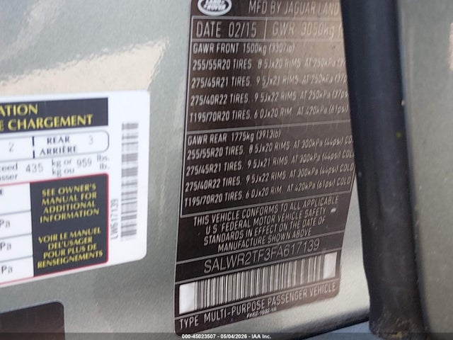 SALWR2TF3FA617139 Land Rover Range Rover Sport 5.0l V8 Supercharged