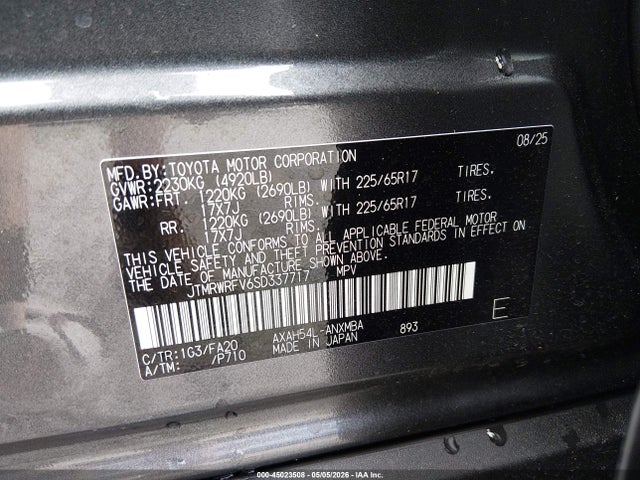 JTMRWRFV6SD337717 Toyota Rav4 Hybrid Xle