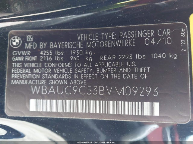 Продажа на аукционе авто 2011 Bmw 135i, vin: WBAUC9C53BVM09293, номер лота: 45023526
