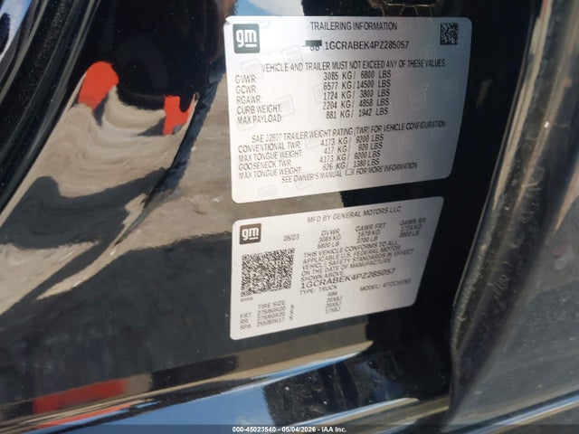 Продажа на аукционе авто 2023 Chevrolet Silverado 1500 2wd  Standard Bed Custom, vin: 1GCRABEK4PZ285057, номер лота: 45023540