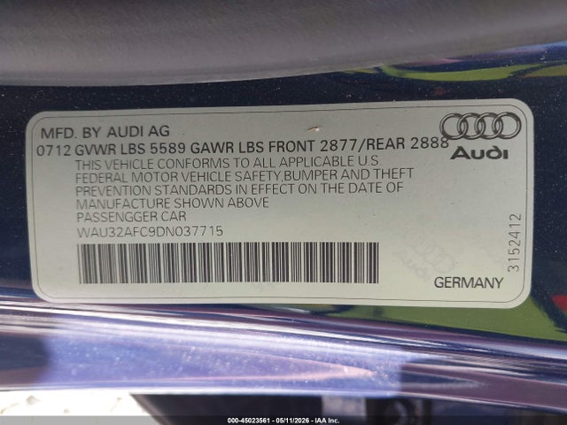 Aukcja sprzedaży 2013 Audi S7 4.0t Prestige, vin: WAU32AFC9DN037715, numer aukcji: 45023561