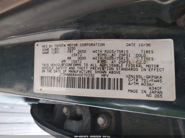 Auction sale of the 1997 Toyota 4runner Sr5 V6, vin: JT3HN86R4V0070332, lot number: 45023578