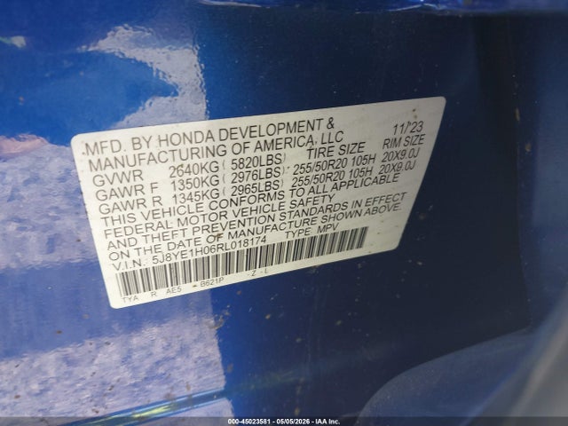 2024 Acura Mdx A-spec მანქანა იყიდება აუქციონზე, vin: 5J8YE1H06RL018174, აუქციონის ნომერი: 45023581