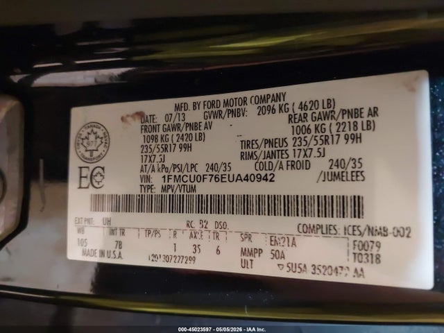 Продаж на аукціоні авто 2014 Ford Escape S, vin: 1FMCU0F76EUA40942, номер лоту: 45023597