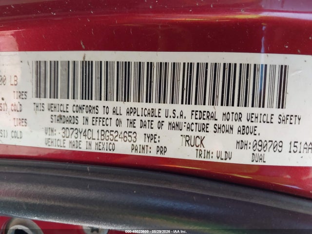 Aukcja sprzedaży 2011 Ram Ram 3500 Laramie, vin: 3D73Y4CL1BG524653, numer aukcji: 45023600