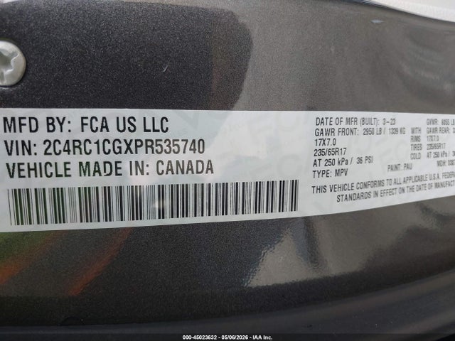 2023 Chrysler Voyager Lx მანქანა იყიდება აუქციონზე, vin: 2C4RC1CGXPR535740, აუქციონის ნომერი: 45023632