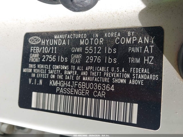 Продаж на аукціоні авто 2011 Hyundai Equus Signature, vin: KMHGH4JF6BU036364, номер лоту: 45023665